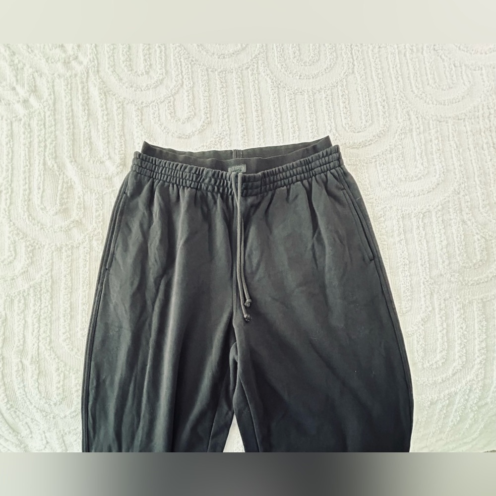 SKIMS Cotton Fleece Oversized Double Waistband Pant Onyx Large NWT O-429 - Picture 7 of 12